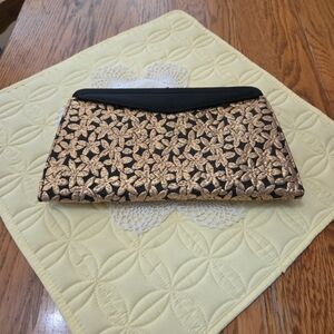 Chic Black and Gold Floral Clutch By Garay. Great Condition. BBCP